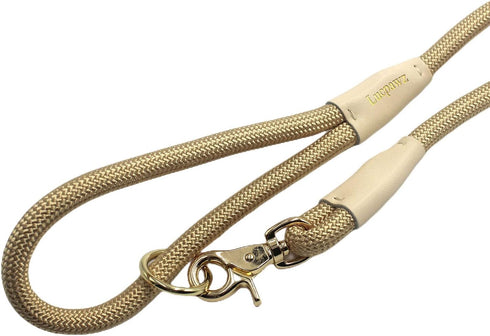 Lobster Snap Pet Leash 5FT, Strong Nylon Rope Dog Leash for All Breeds (Gold, 5ft *10mm)