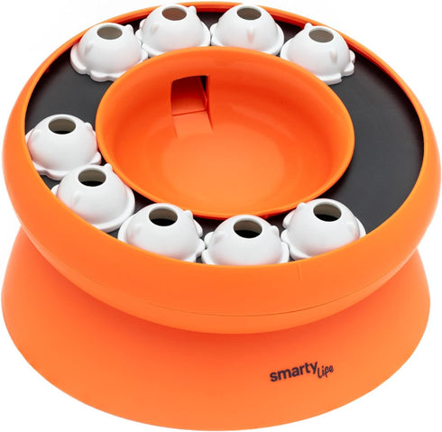 Interactive Cat Slow Feeder Bowl, Cat Treat Puzzle Feeder for Healthy Weight - 8.27 x 8.27 x 4.76 inches (Orange)