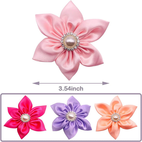 PET SHOW 4pcs Dog Flowers Collar Charms - Slides Attachment Accessories for Small Medium Large Dogs, Cats