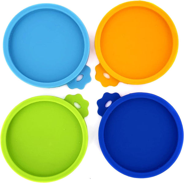Comtim 4 Pack Cat Food Can Lids - Silicone Small Pet Food Can Covers for 3 oz Cat Food Cans