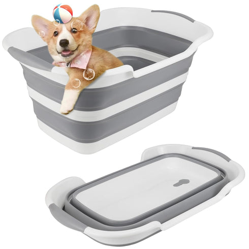 ddLUCK Multi-Functional Collapsible Dog Bathtub with Drainage Hole, Portable Foldable Small Pets