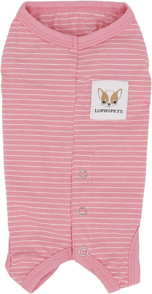LOPHIPETS Girl Dog Shirts Pajamas for Small Dogs - Pink Strips for Pomeranian, Maltese, Toy Poodle