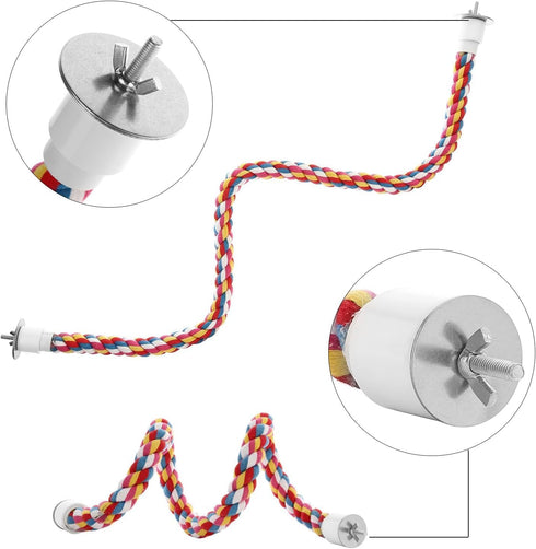 Bird Rope Perches, Parrot Toys, 21 Inches Rope Bungee Bird Toy, 1 Pack