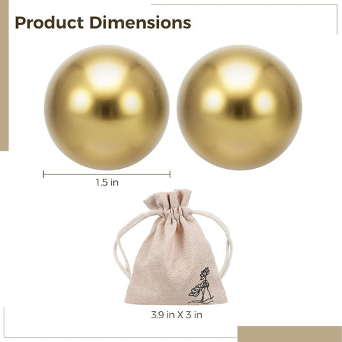 2 1.5 Inches PCS Brass Exercise Balls, Brass Hand Exercise Balls, Baoding Balls, Metal Practice Handballs, Balls