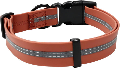 Dog Collar Waterproof, Adjustable Reflective Durable Flex Poly Coated Nylon Basic Collars 9 Colors in Size S/M/L
