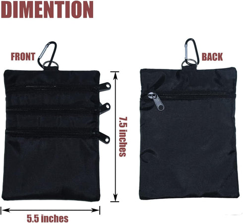 Golf Valuables Pouch, Zipper Golf Ball Bag with 4 Pockets for Accessories, Great Gift for Golfers