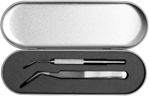 Platinum Tick Removal Tool Set, Stainless Steel Tweezers Kit with Protective Metal Case and Identification Card