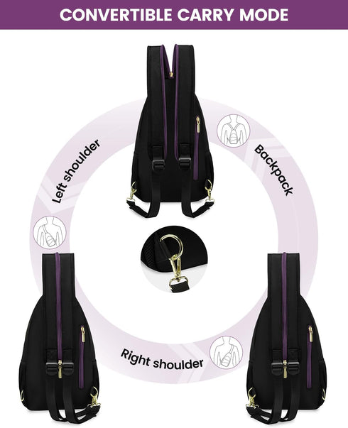 Backpack Daypacks LOVEVOOK Sling Bag for Women, Sling Crossbody Bag Convertible, Small Diaper Bag Hiking