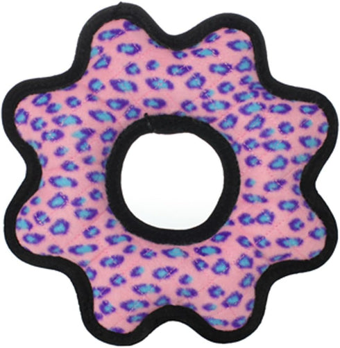 TUFFY- World's Tuffest Soft Dog Toy- Ultimate Gear Ring Pink Leopard- Squeakers - Multiple Layers. Made Durable, Strong & Tough.Interactive Play (Tug,Toss & Fetch).Machine Washable & Floats