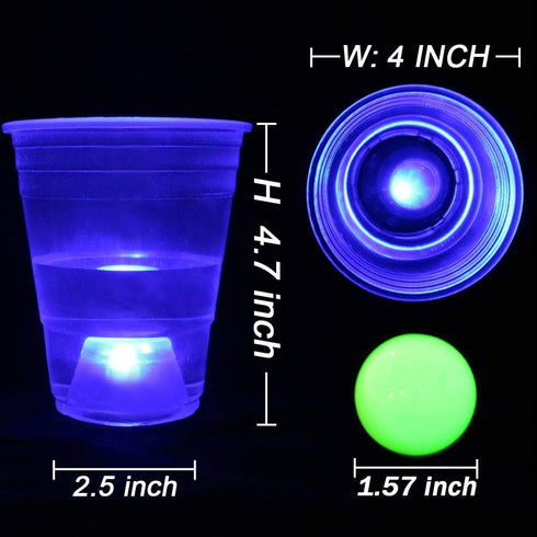 Six Senses Media The Dark Beer Pong Set, LED Beer Pong Cups and Glow-in-The-Dark Balls, 22 Set