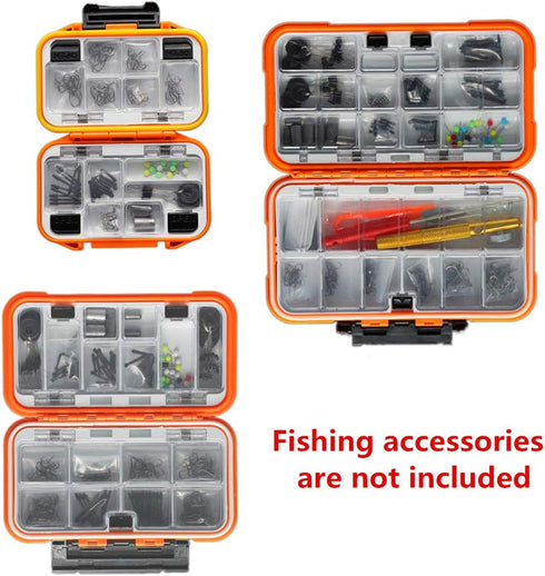 Waterproof Fishing Lure Box, Spoon Hooks Baits Storage Tackle Box for Casting, Fly Fishing, Orange-Medium