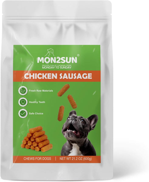 MON2SUN 2 Inch 21.2 oz Dog Treats, Soft & Chewy Chicken Sausage for Dogs, Grain-Free & Gluten-Free Training Treats