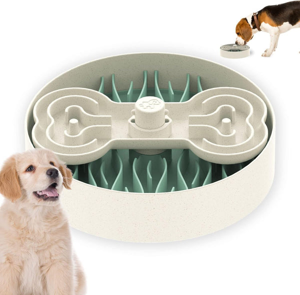 Slow Feeder Dog Bowls for Large Breeds, Detachable Design with 4 Feeding Modes, Dishwasher Safe, Green