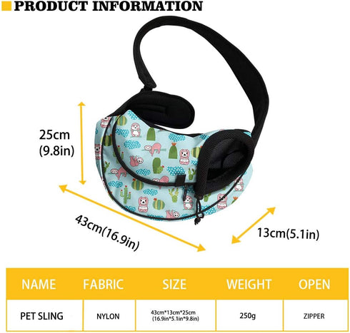 FUSURIRE Leopard Animal Print Pet Carrier Sling for Small Dogs Cats Hands Free Pet Puppy Outdoor Travel Carrier Bag