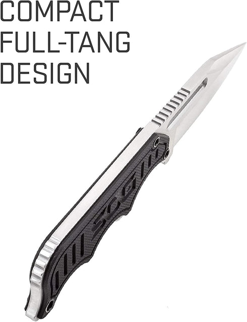 SOG Instinct Small Fixed Blade Knife - EDC Neck Boot Knife, 2.3 Inch Full Tang Blade with Sheath and Clip, Black