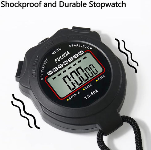 Sports Stopwatch Timer, Single Lap Split Digital Stopwatch for Coaches, Swimming, Running Training (Yellow)