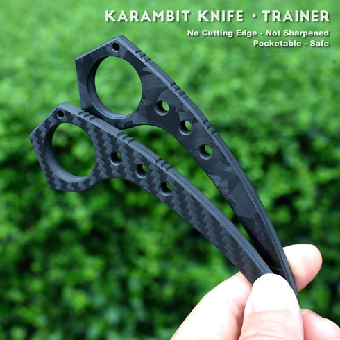 Fixed Blade Karambit Knife, Carbon Fiber Tactical EDC Tool, Combat Pocket Trainer Tool, No Cutting Edge, for Practice