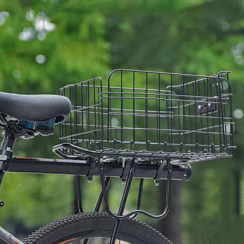 GLEAVI Folding Bike Rear Basket Metal Mesh Storage Rack Detachable Carrier with Mounting Accessories and Reflective