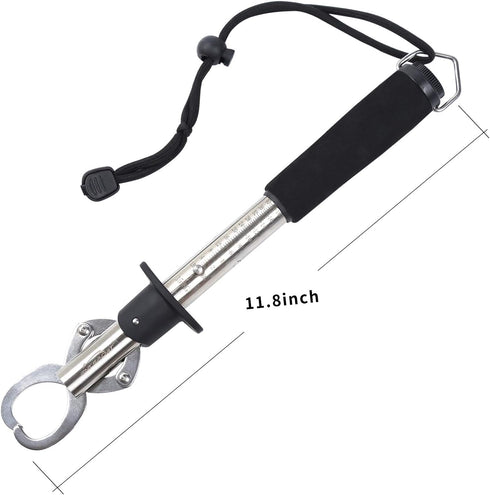 Lip Gripper With Scales - Professional Fish Holder, Stainless Steel Grabber, 40 Pound Weight Scale Tool