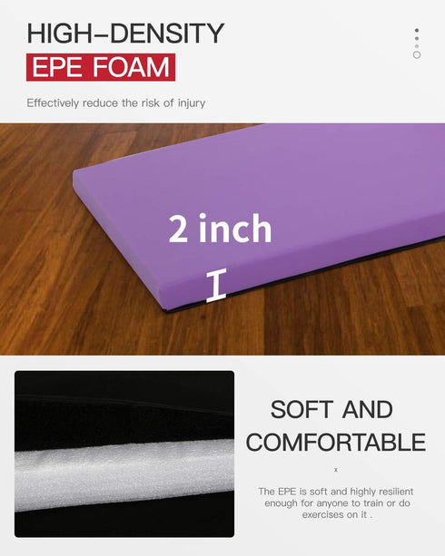 6x2x2 Gymnastics Mat Exercise Mat Tumbling Mats for Home Gym, Folding Portable Extra Thick Crash Panel Mat