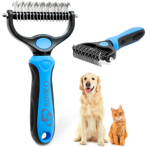 Sinko Undercoat Rake for Dogs and Cats, Double Coat Deshedding Brush for Shedding and Grooming
