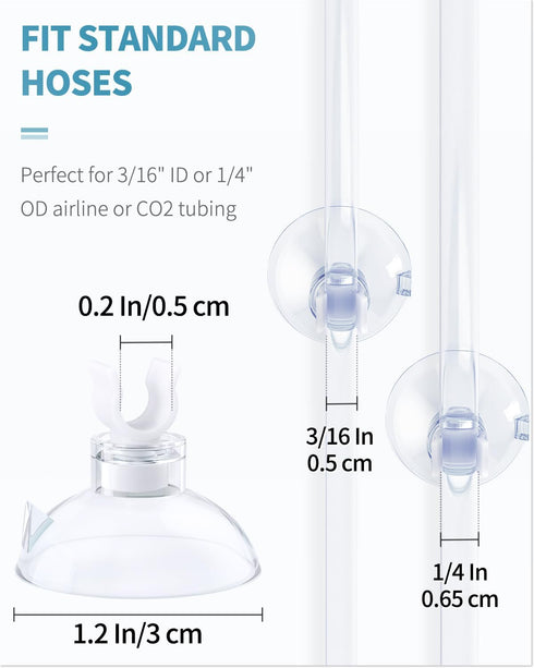 Pawfly Aquarium Suction Cup Clips, 20 Pack for Standard 3/16" ID Airline Tubing, Clear Hose Holder