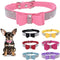 Rhinestone Bowtie Dog Collar for Girls Boys, Cute Dazzling Soft Suede Leather Bling Collars for Small Medium Large Dogs