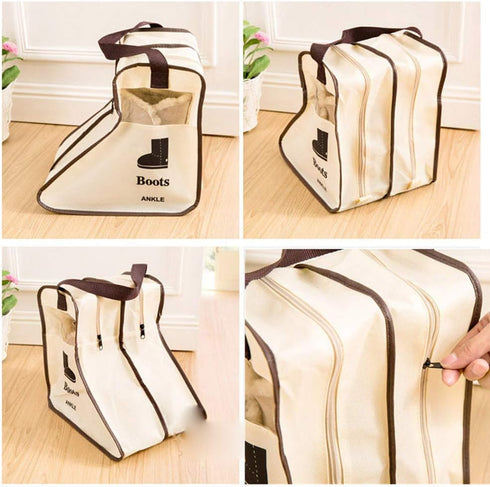 Portable 2 Pack Short Boots Storage Bag, Boots Protector Cover (Beige)