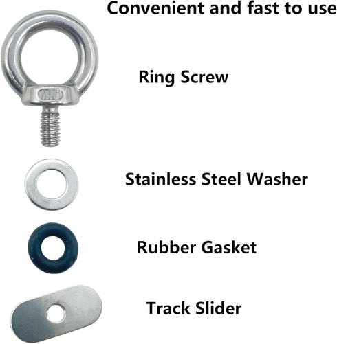 Kayak Track Mount Tie Down Eyelet Rail, 316 Stainless Steel Canoes, Boats, Ropes Accessories (4 Pack)