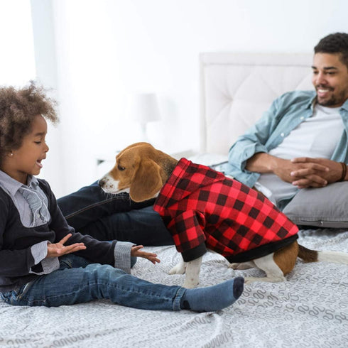 Plaid Dog Hoodie Sweatshirt Sweater for Small Dogs, Cat, Puppy Clothes Coat, Warm and Soft (S)