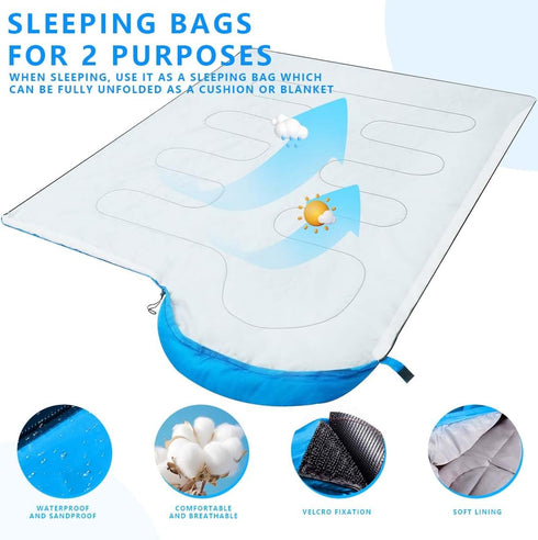 Portable Waterproof Camping Sleeping Bags for Adults and Kids, Lightweight 4 Seasons for Indoor Outdoor Use