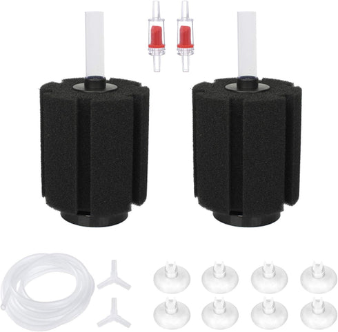 ALEGI Aquarium Sponge Filter for 20 Gallon Fish Tank, Biochemical Filter with Airline Tubing and Suction Cups