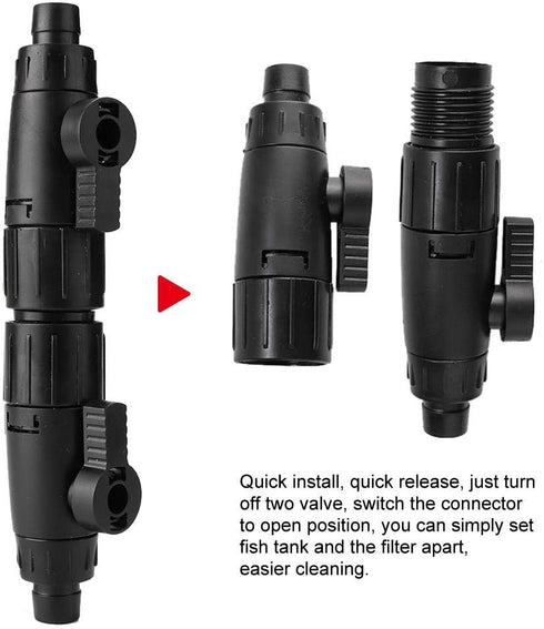 Tnfeeon Aquarium Hose Valve, Fish Hose Pipe Quick Release Connector Adapter for Aquarium Filter (12mm to 16mm)