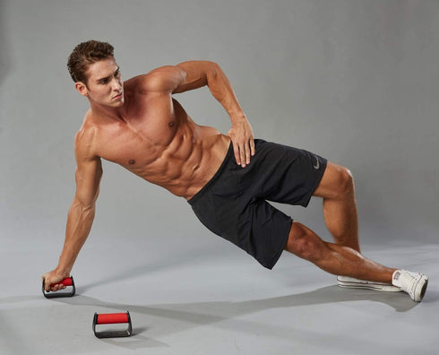 Pushup Handles for Floor Board - Portable Push Up Bars for Home Workout Equipment, Red