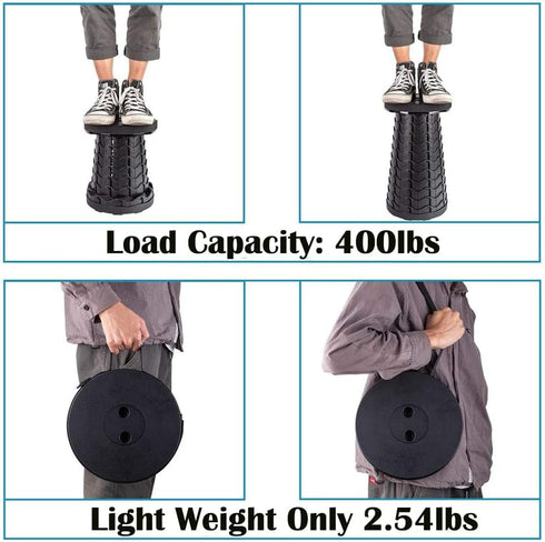 Fishboy 400lbs Upgraded Collapsible Stool, Max Weight, Lightweight But Sturdy, Portable Retractable Folding Telescoping