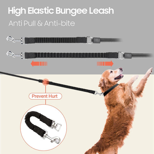 Happy & Polly Retractable Dog Leash - 16.4ft with Flashlight, Bungee Heavy Duty Tangle Free for Medium Large Dogs