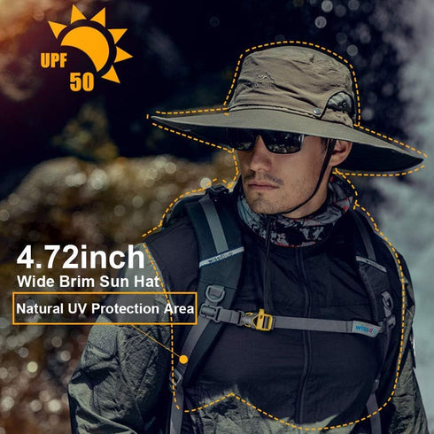 Wide Brim Sun Hats with Waterproof Breathable for Fishing, Hiking, Camping,for Men Women Kids
