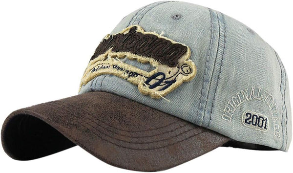 YOLAI Women Men Washed Distressed Baseball Caps Embroidery Breathable Sunscreen Trucker Hat Streetwear