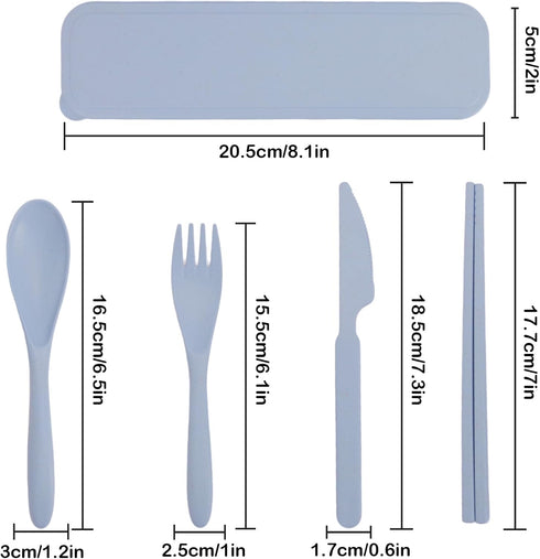 Set 4 Sets Set, Set Zoyiancy Reusable Utensils with Case, Cutlery Tableware Portable Chopsticks Knife Fork Spoon