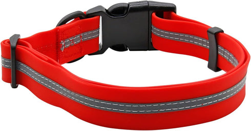 Waterproof Dog Collar, Anti-Odor Durable Adjustable PVC & Polyester Soft with Reflective Cloth Stripe Basic Collars