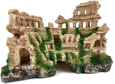 Antique Roman Column Ruin Aquarium Decoration - Large Beige Castle Cave for Freshwater and Saltwater