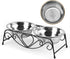 Pet Bowl, Double Cat Dog Waterer Bowls, Stainless Steel Elevated Feeder with Non-slip Raised Stand for Small Dogs Cats