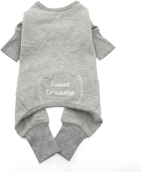 DOGGIE DESIGN Sweet Dreams Soft Cotton Thermal Dog Pajamas (L, Gray)