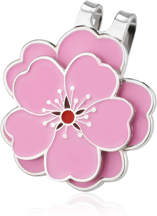 Magnetic Golf Ball Marker with Hat Clip, Flower Shape Set Accessories for Golf Bag, Hat for Men and Women
