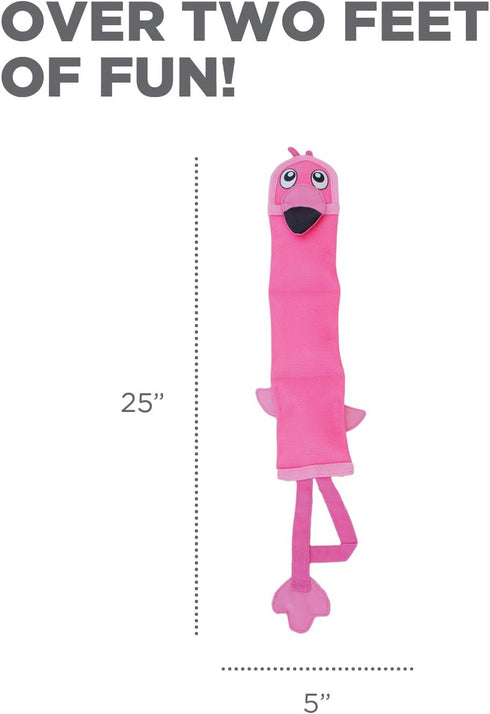 Outward Hound Fire Biterz Flamingo Plush Interactive Dog Toy, Large, Firehose Material