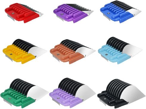 Professional Animal Stainless Steel Attachment 9 Color Guide Comb Set,Compatible with Andis,