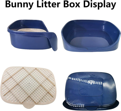 Chinchilla(15.7" 11.8" 3.9",Blue) Tfwadmx Rabbit Litter Box Guinea Pig Litter Boxes Small Animal Toilet Corner Pan