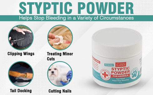 G.B.S 5 oz Styptic Powder for Animals - Stop Bleeding Styptic Clotting Powder for Dogs, Cats & Birds (3)