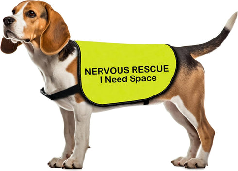 Nervous Rescue Dog Jacket Vest, Dog Walking Slogan Warning Vest, Medium
