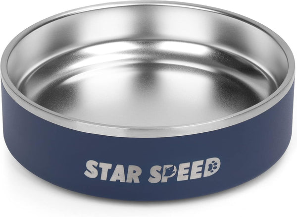 24oz Stainless Steel Dog Bowls with Rubber Bottom, Non-Slip Double Wall for Small & Medium Dogs